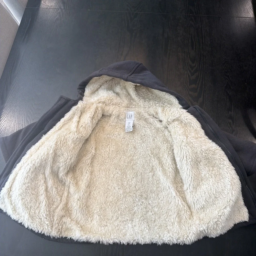 Baby Gap Boy's 3xl 3 Yrs. Wool Blend Peacoat With Fur Lining Navy Blue
